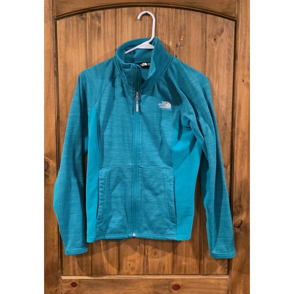 The North Face Full Zip Fleece Jacket Womens M Green Long‎ Sleeve Pockets